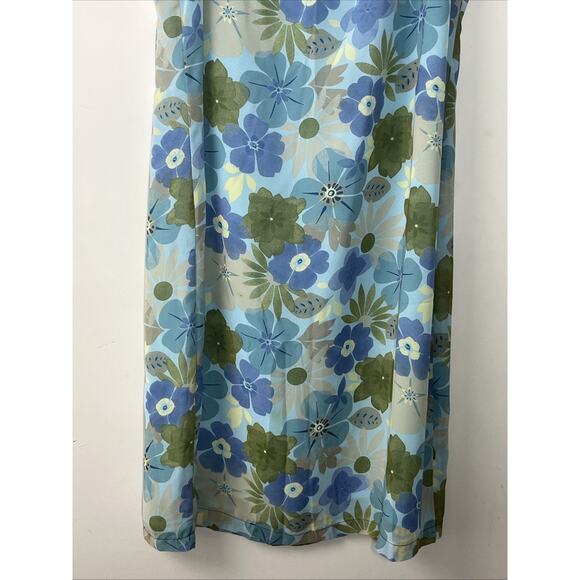 Old Navy V Neck Chiffon Midi Tank Dress Size 16 Blue Floral V Neck Lightweight - Picture 5 of 11